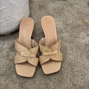 A New Day Tan Woven Slide Sandals